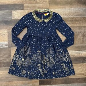 Mini Boden Girls 7-8 Sparkly Metallic Details Dress